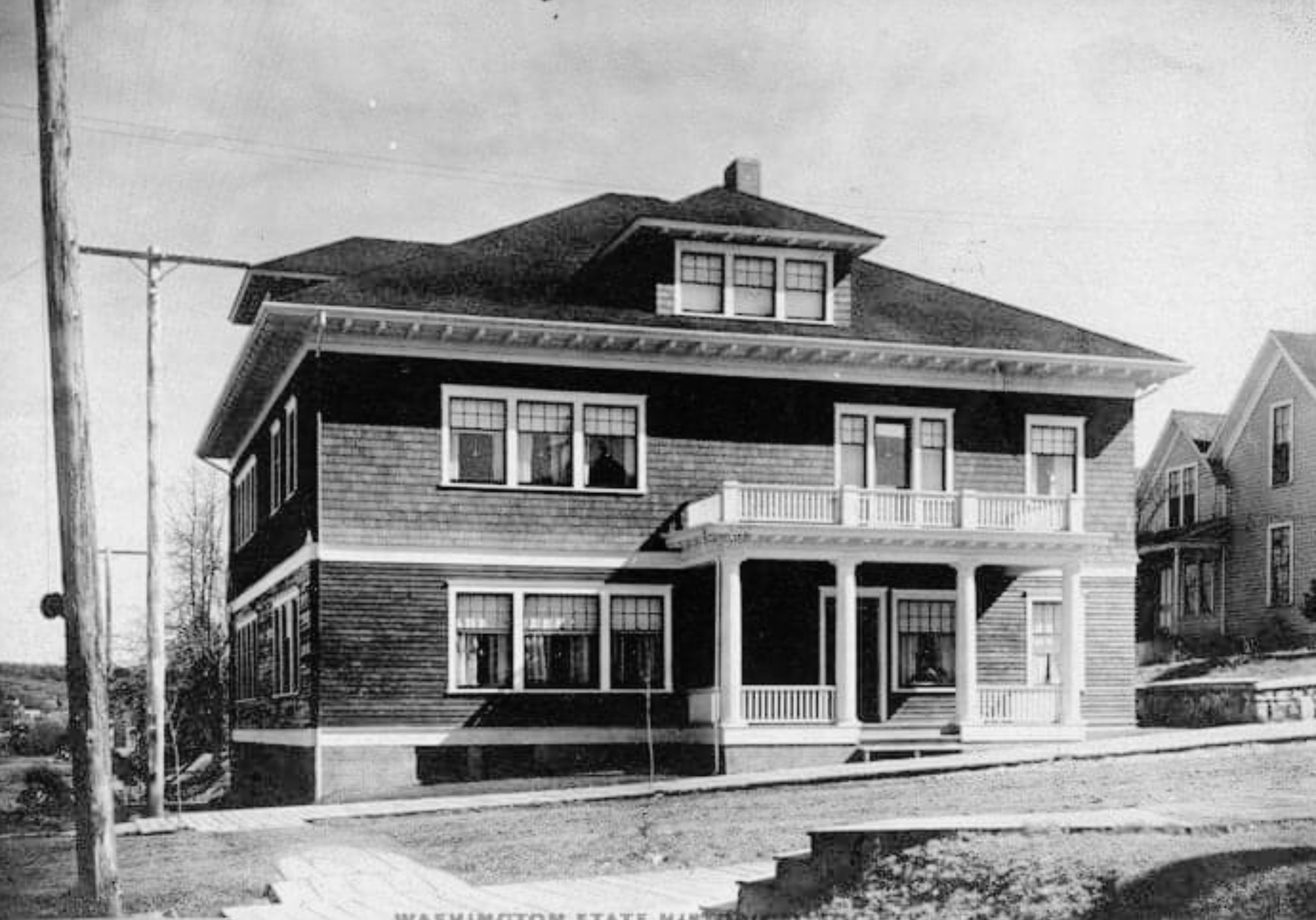 Black and white photograph of the Abigail Stuart house in Olympia WA
